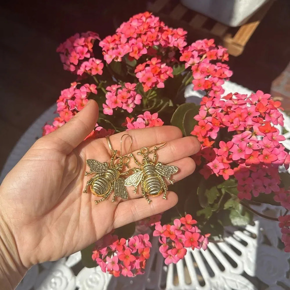 Anthropologie Queen Bee Lucky Gold Earrings - Picture 12 of 17
